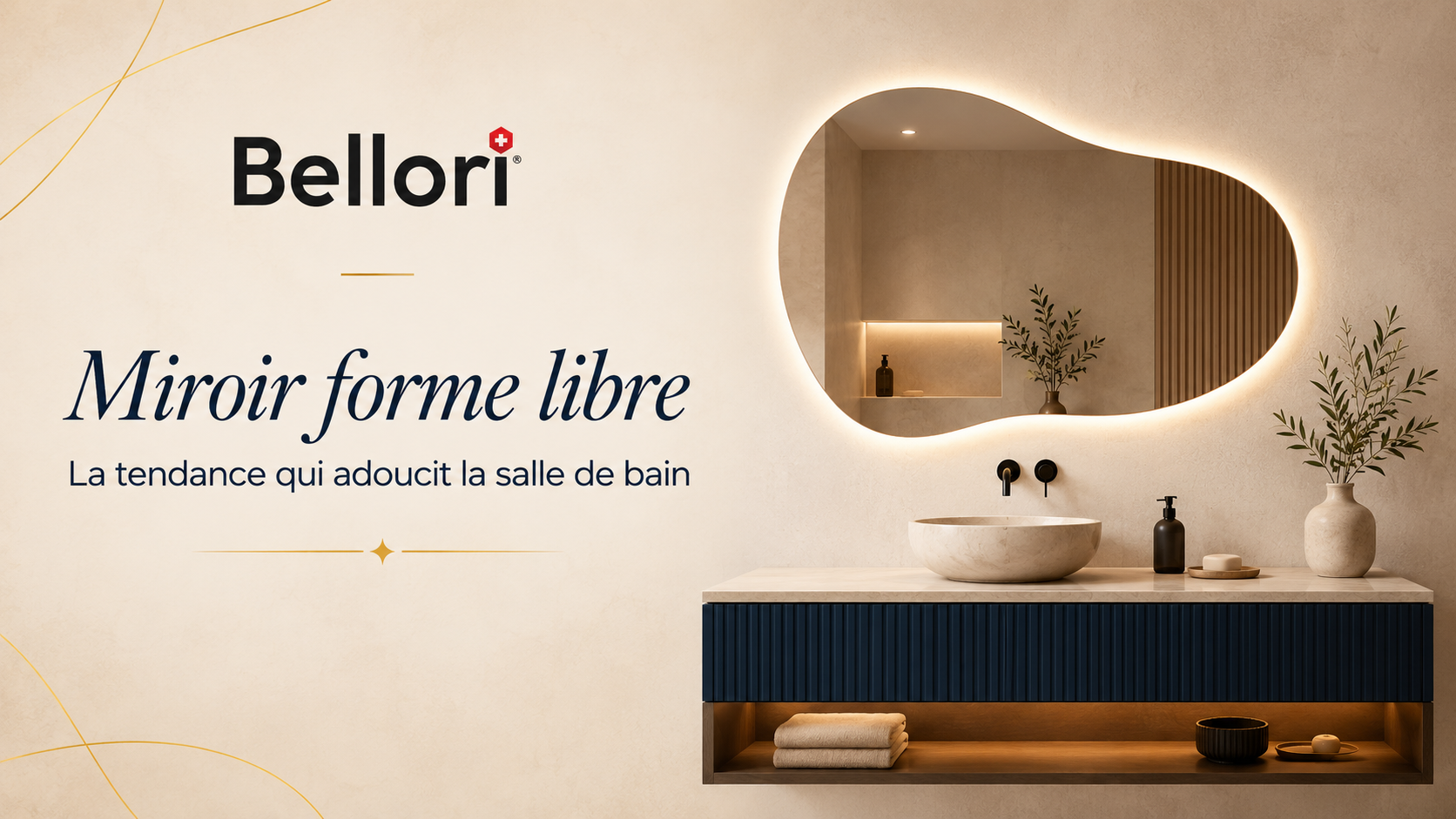 Miroir forme libre : la tendance qui adoucit la salle de bain