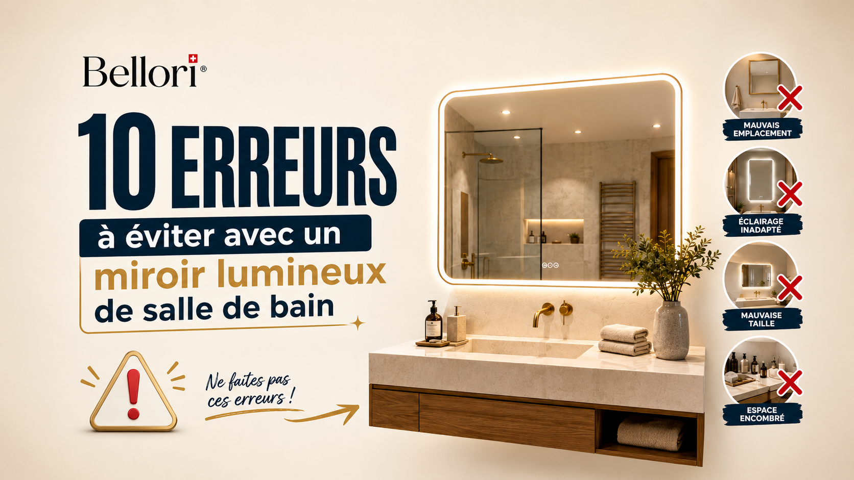 10 erreurs à éviter avec un miroir lumineux de salle de bain