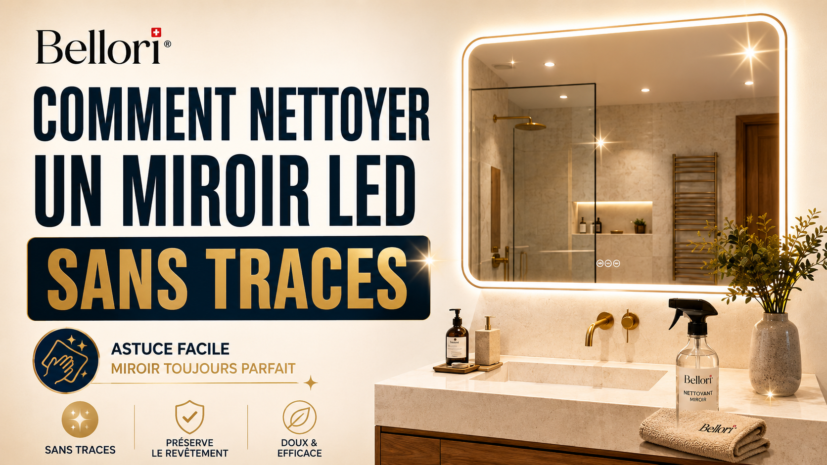 Comment nettoyer un miroir LED de salle de bain sans traces