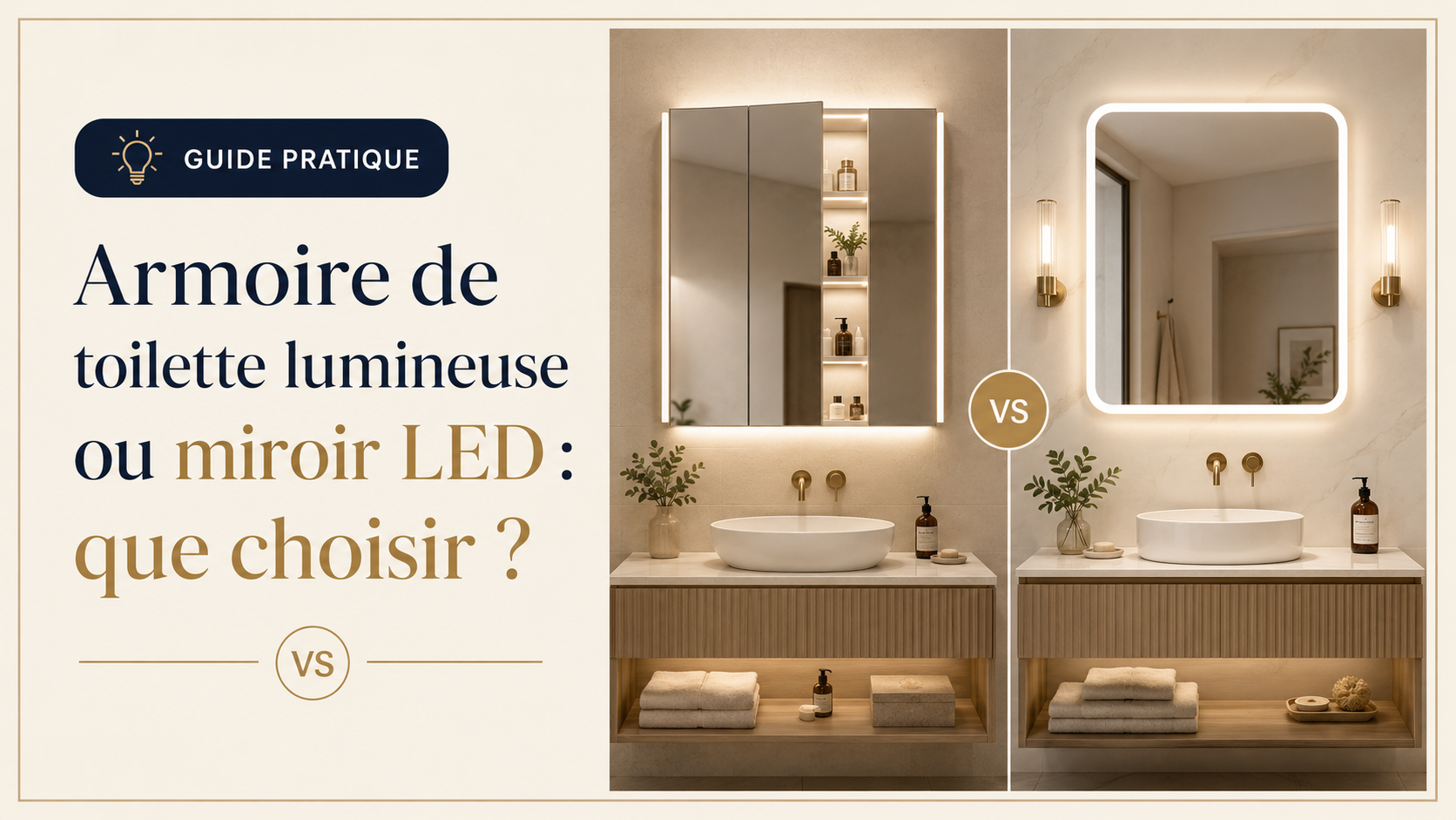 Armoire de toilette lumineuse ou miroir LED : que choisir ?
