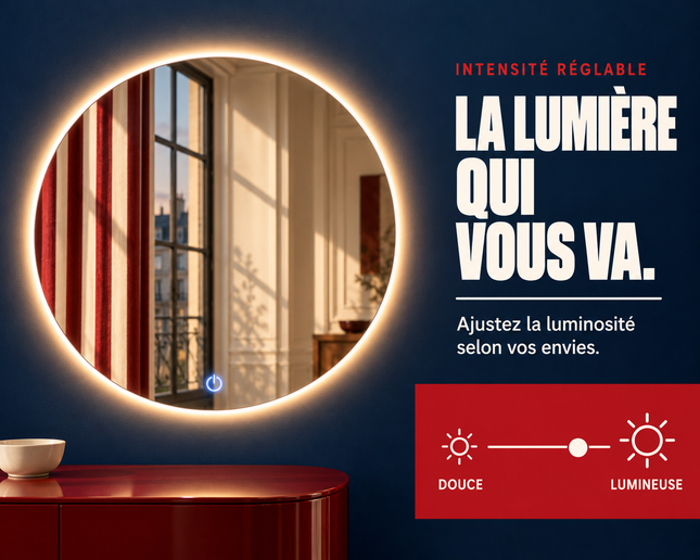 Miroir Rond Salle De Bain Led Antibuée 80x80 Genève – Bellori