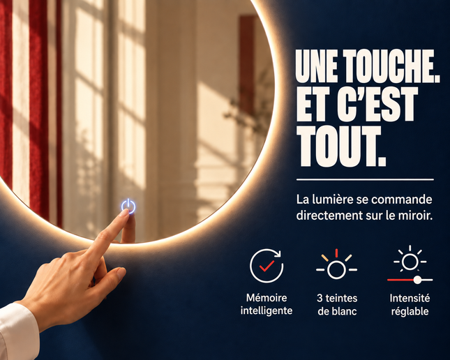Miroir Rond Salle De Bain Led Antibuée 70x70 Genève - Bellori