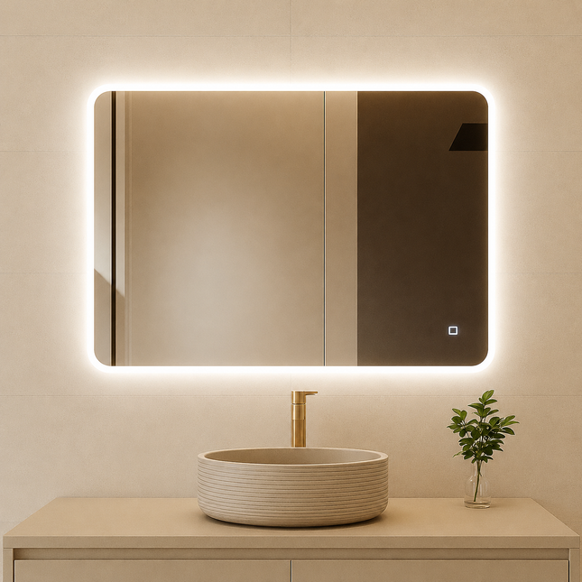 Miroir Rectangulaire Salle de Bain LED Antibuée 80x60 avec Contour Dépoli – Lausanne Bellori