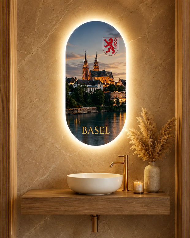 Miroir ovale salle de bain LED Bellori rétroéclairé au style suisse haut de gamme