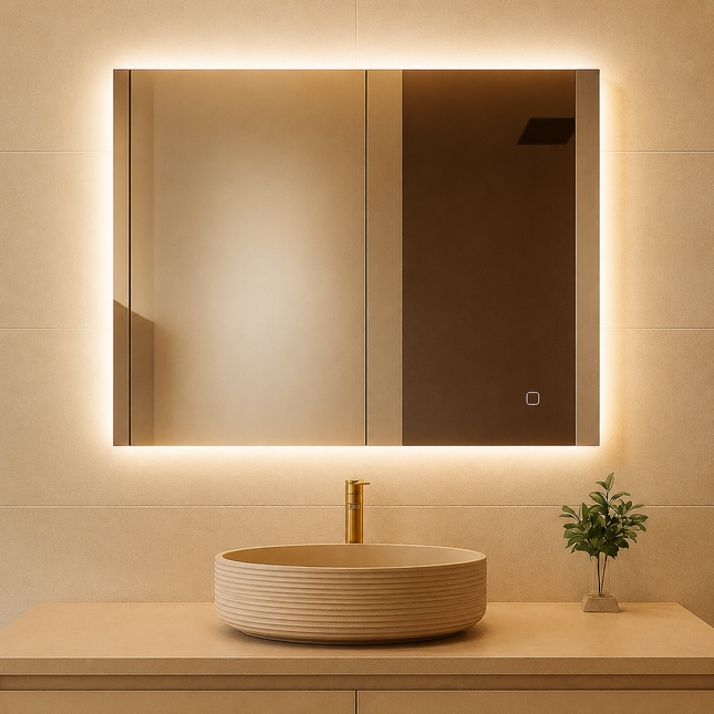 Miroir rectangulaire Salle de Bain LED Antibuée Rétroéclairé 80 x 60 CM – Bern Bellori