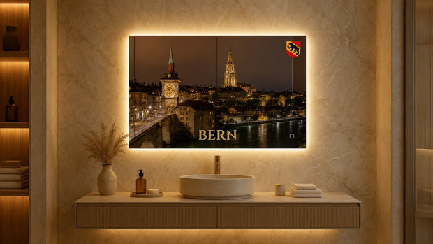 Miroir salle de bain LED Bellori rétroéclairé au design suisse haut de gamme