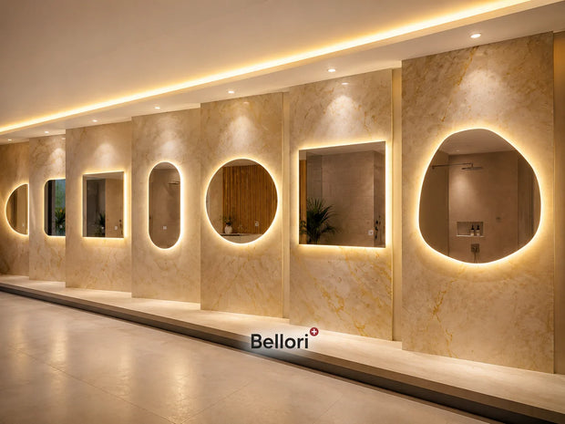 Miroir salle de bain LED Bellori rétroéclairé au style suisse haut de gamme
