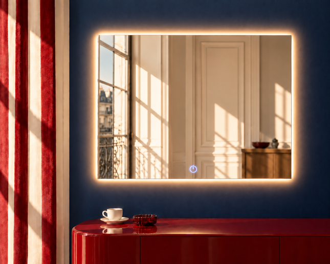 Miroir rectangulaire Salle de Bain Rétroéclairé LED Antibuée  80 x 60 CM – Bern Bellori