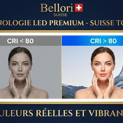 Miroir LED salle de bain Bellori avec éclairage CRI supérieur à 80 pour des couleurs naturelles et fidèles